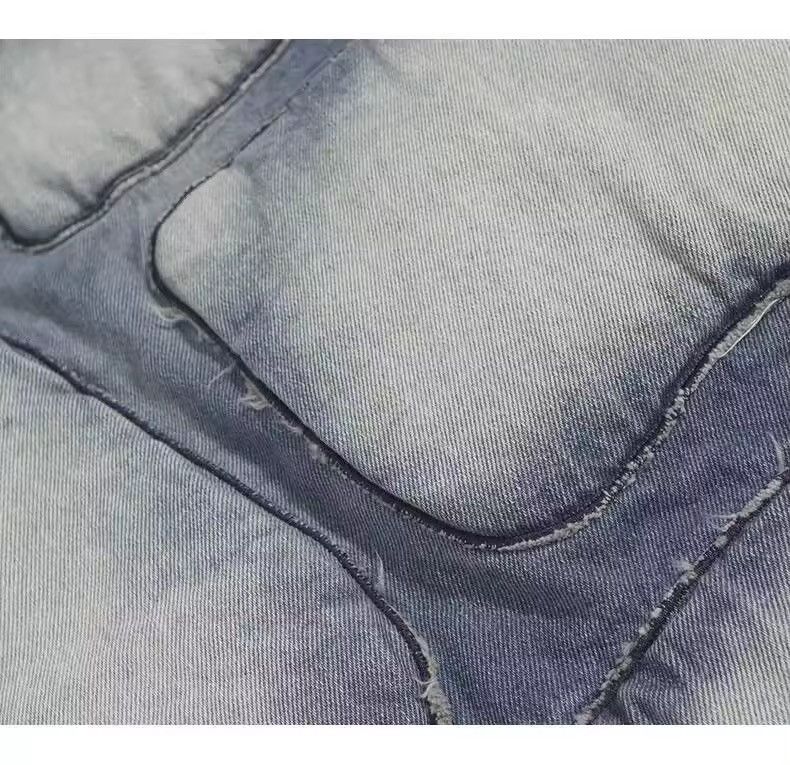 Other Distressed Patchwork Wide Leg Denim Hip Hop Shorts Size US 30 / EU 46 - 6 Thumbnail