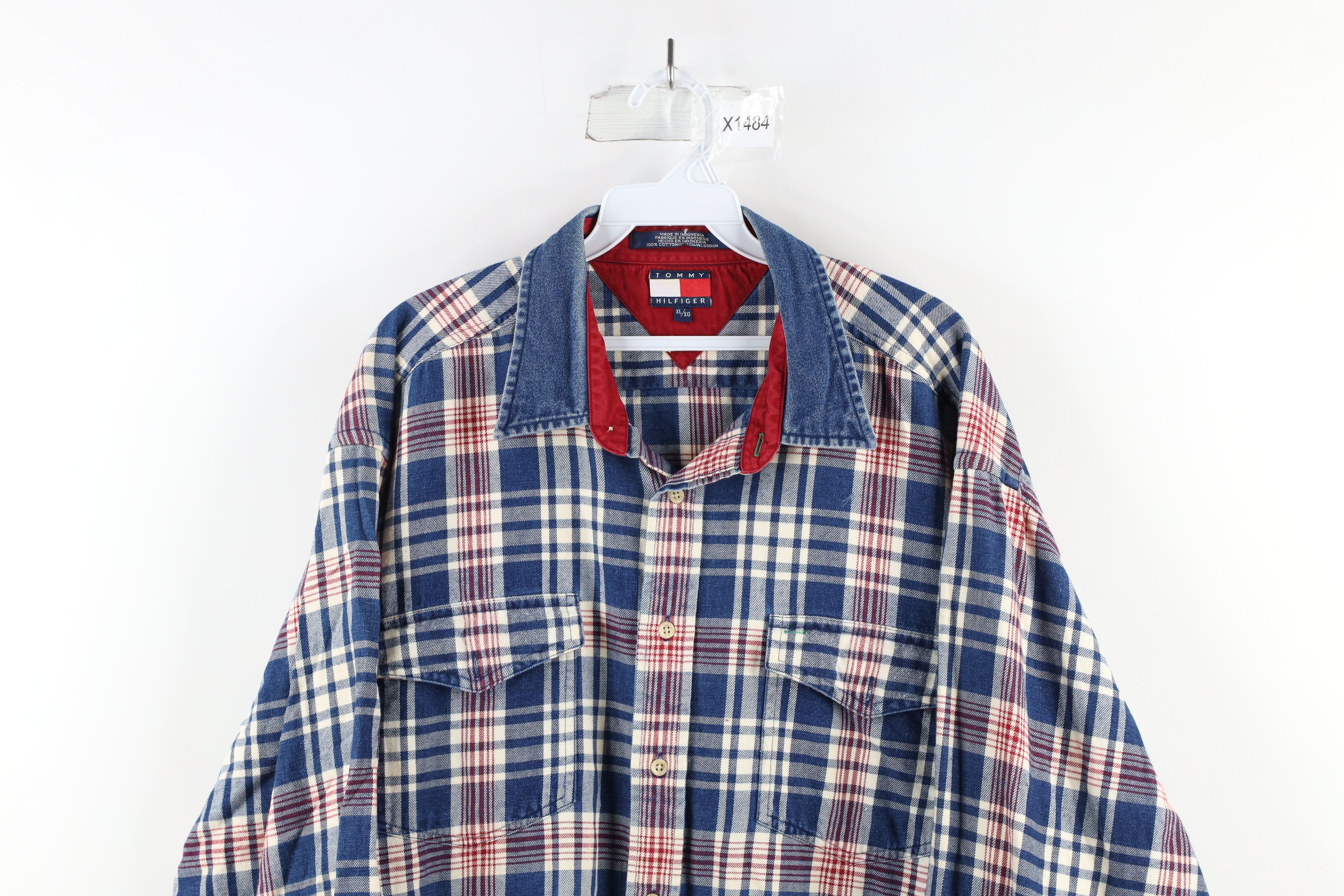 Tommy Hilfiger Vintage 90s Tommy Hilfiger Collar Flannel Button Shirt Plaid Size US XL / EU 56 / 4 - 2 Thumbnail