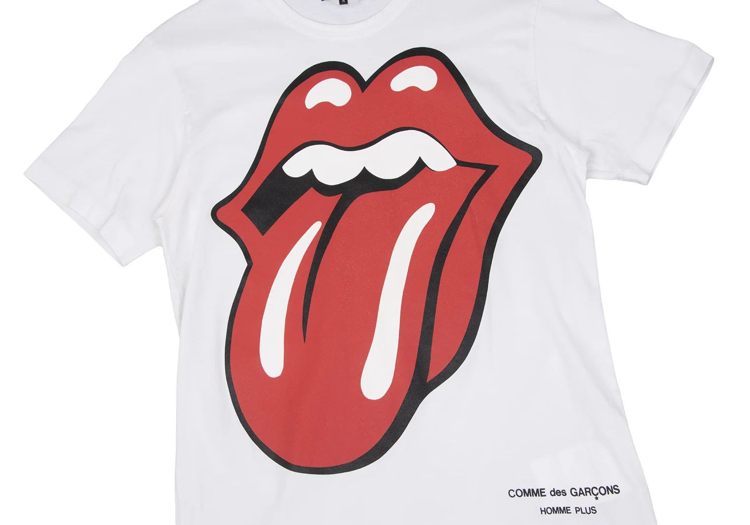 Comme des Garcons Homme Plus Rolling Stones Lip Print Big T-Shirt in White and Red M Size US M / EU 48-50 / 2 - 7 Thumbnail
