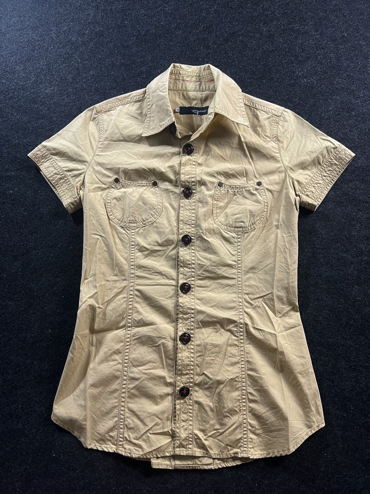 Dsquared2 Dsquared2 Y2K Khaki Beige Mini Dress Button Up Vintage Size S / US 4 / IT 40 - 2 Thumbnail