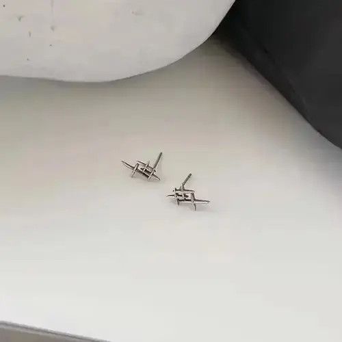 Designer silver retro punk earrings （1pairs） Size ONE SIZE - 4 Thumbnail