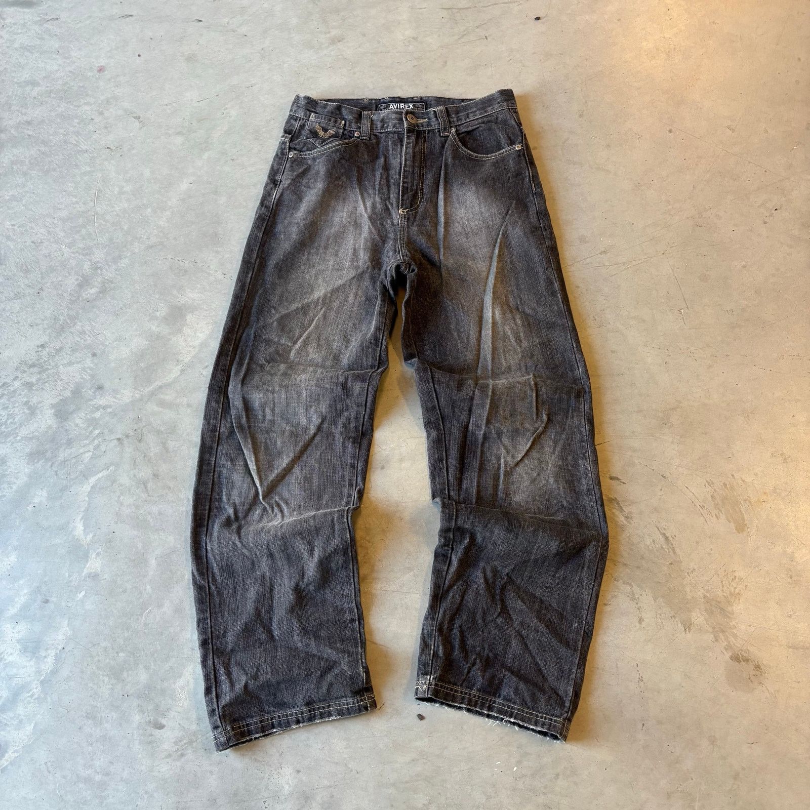 Avirex y2k avirex faded black distressed baggy jeans Size US 28 / EU 44 - 1 Thumbnail