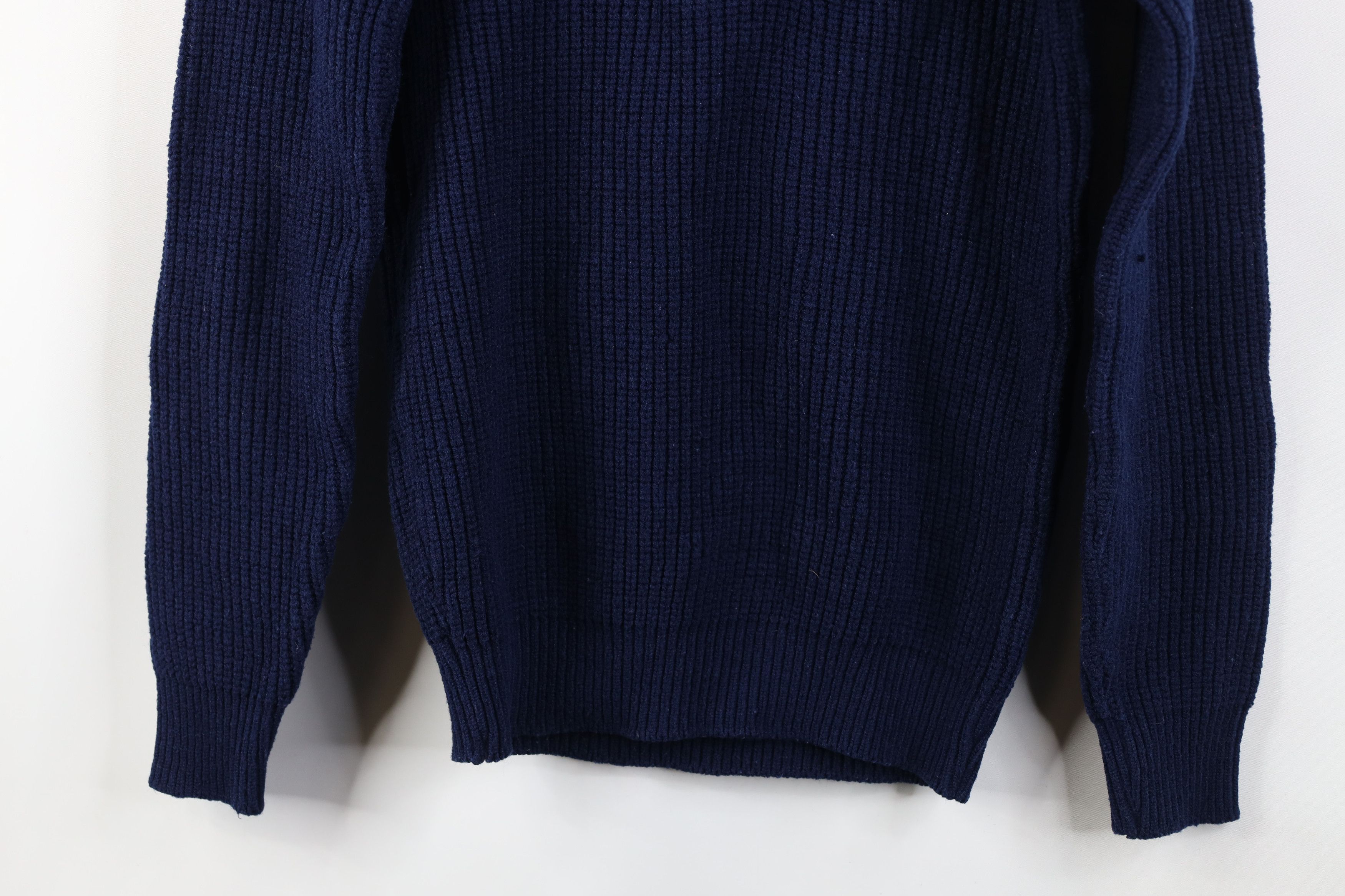 Vintage Vintage 70s Streetwear Ribbed Knit Shawl Sweater Blue Size S / US 4 / IT 40 - 3 Thumbnail