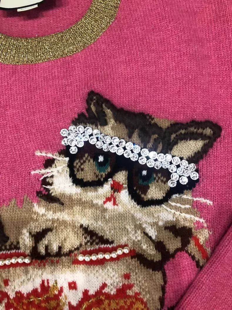Gucci Gucci Cat Sweater in Pink Color-dmc Size M / US 6-8 / IT 42-44 - 2 Thumbnail