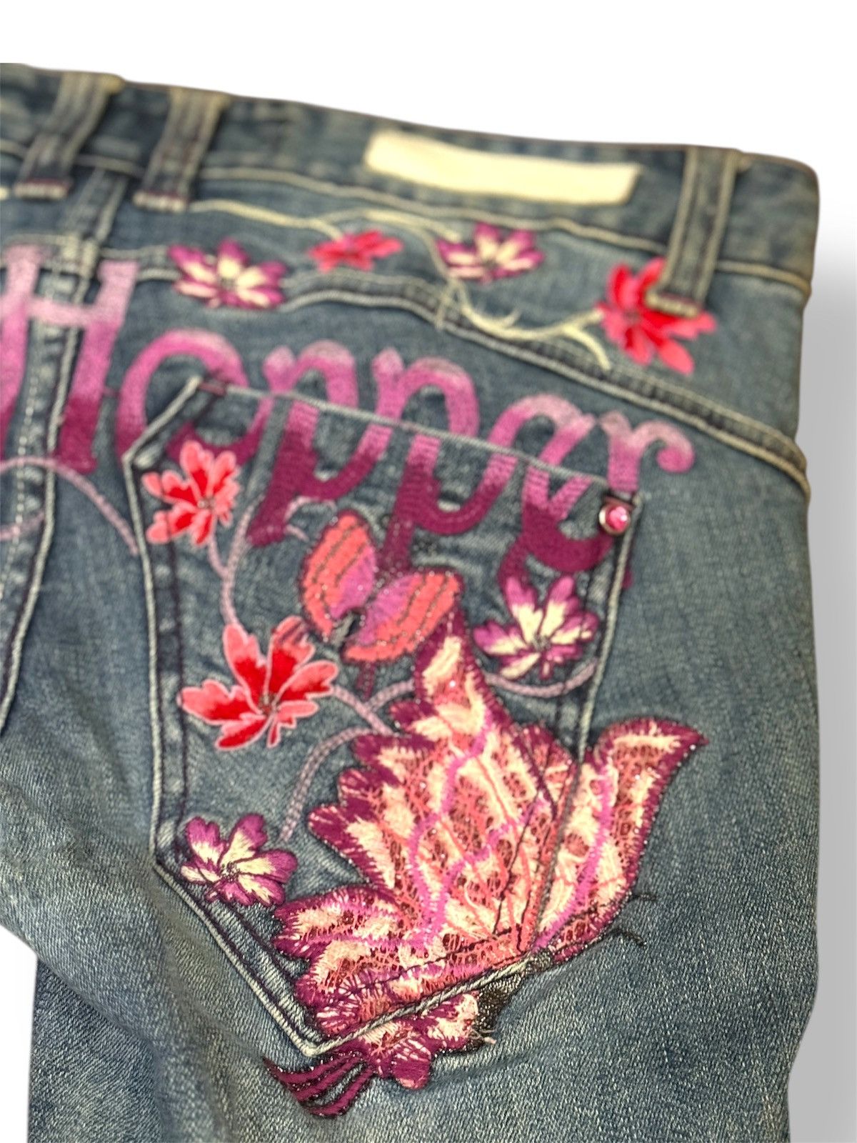 Ed Hardy Ed Hardy Inspired - Pink Butterfly Embroidery Bootcut Jean Size 27" / US 4 / IT 40 - 6 Thumbnail