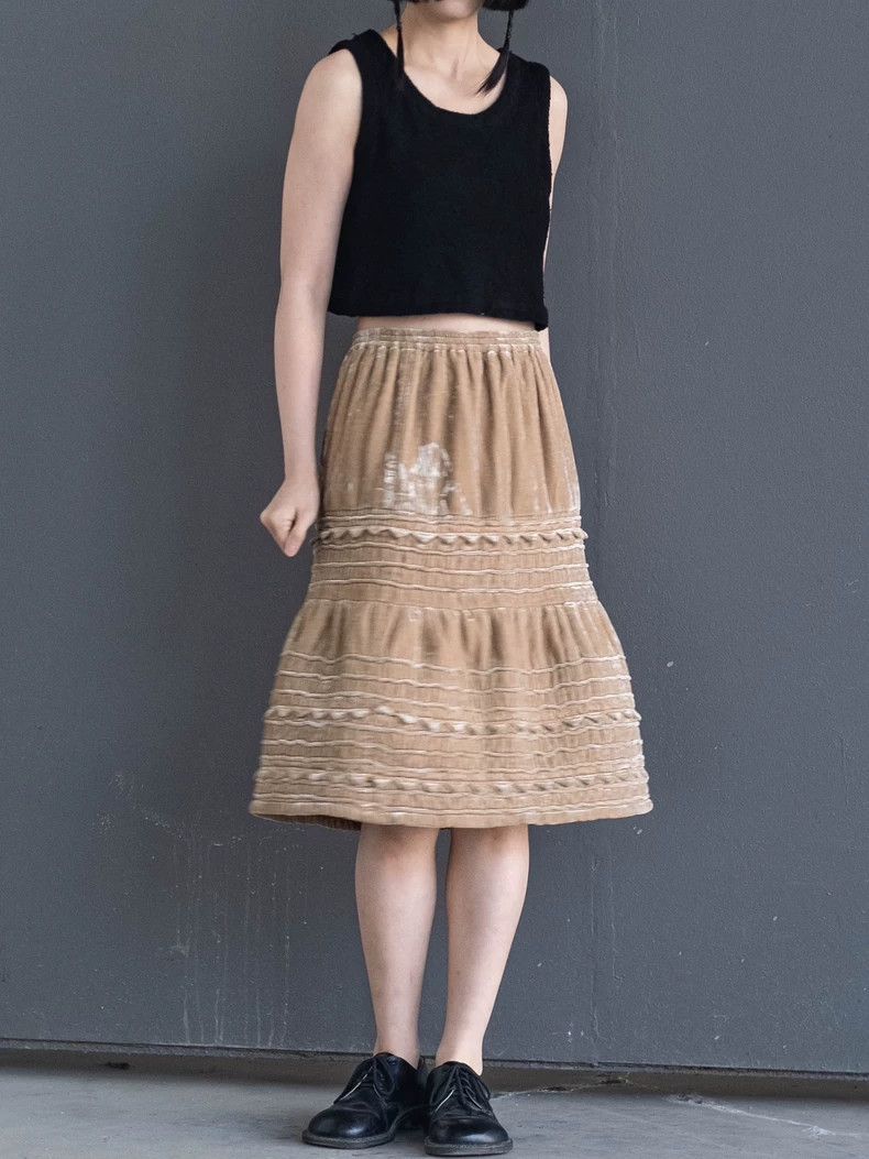 Comme des Garcons Comme Des Garcons Light brown velvet overskirt Size 24" / US 00 / IT 34 - 2 Thumbnail