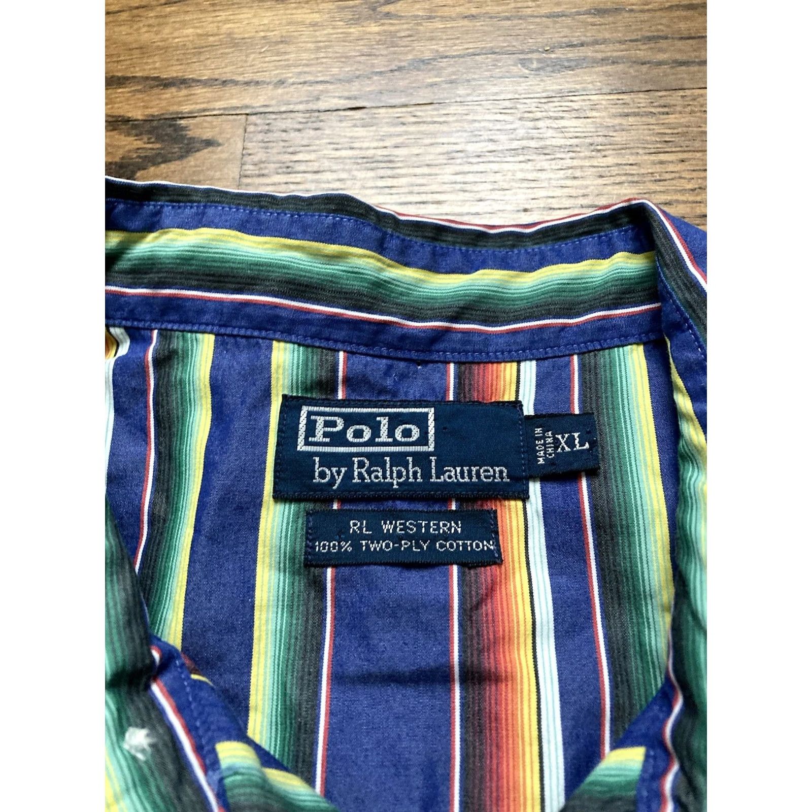Polo Ralph Lauren Polo Ralph Lauren Western Shirt XL Multicolor Striped Pearl Snap Long Sleeve Button-Up Mens Size US XL / EU 56 / 4 - 5 Thumbnail