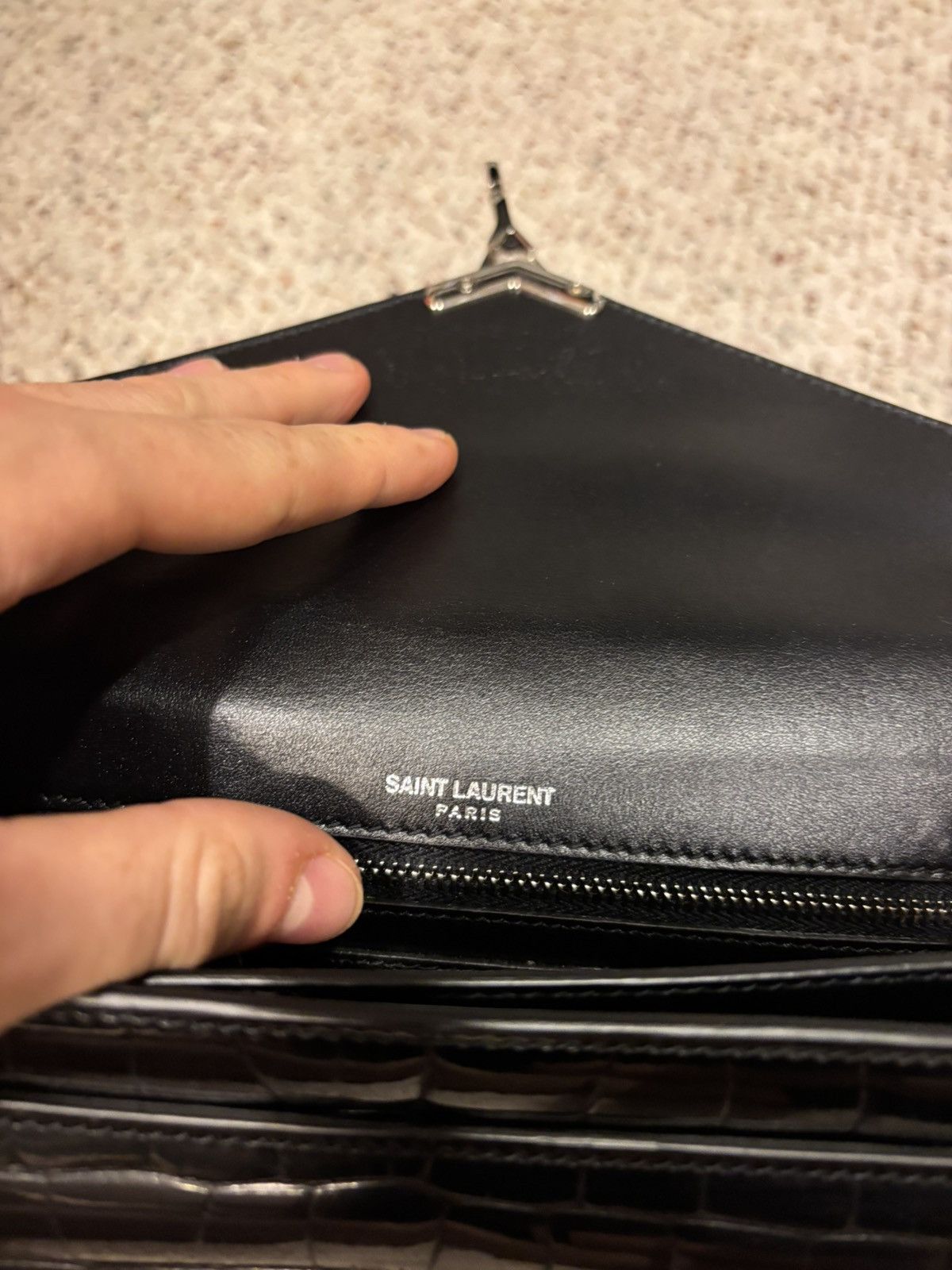 Saint Laurent Paris $25k Retail - Saint Laurent Crocodile Black Cassandra Bag Size ONE SIZE - 12 Thumbnail