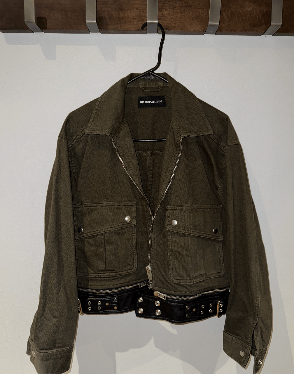 The Kooples The Kooples Green Denim Jacket with Detachable Leather Belt Size S / US 4 / IT 40 - 4 Thumbnail