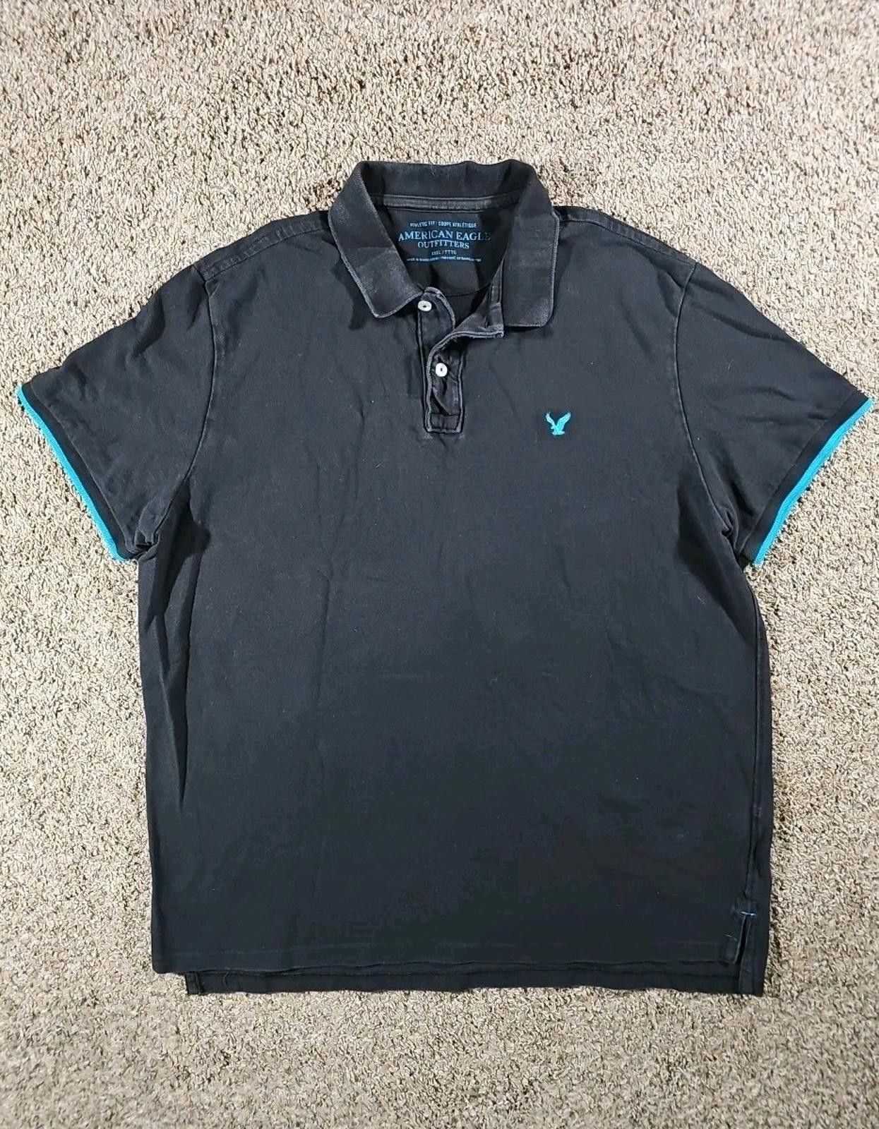 American Eagle Outfitters American Eagle 3XL Black w/ Blue Trim Polo Shirt Size US XXL / EU 58 / 5 - 1 Thumbnail