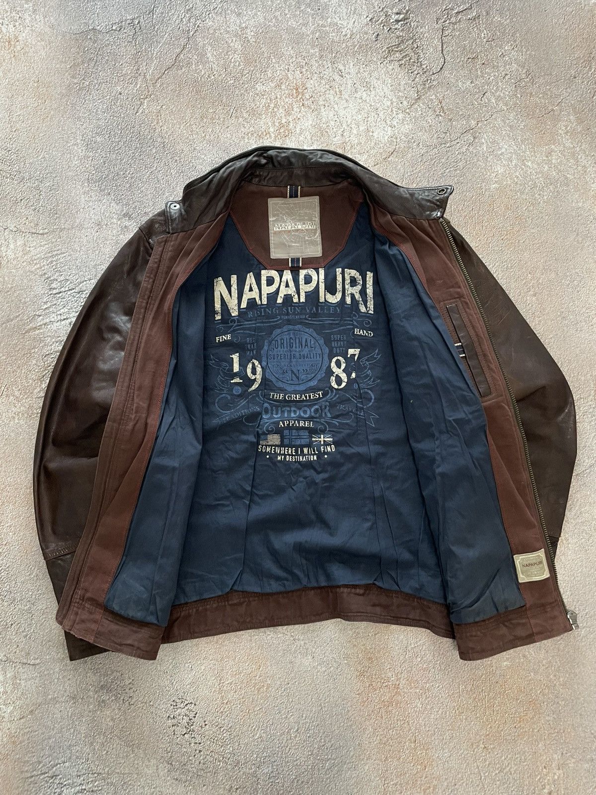 Napapijri Vintage Napapijri Brown Leather Jacket Size US XL / EU 56 / 4 - 7 Thumbnail