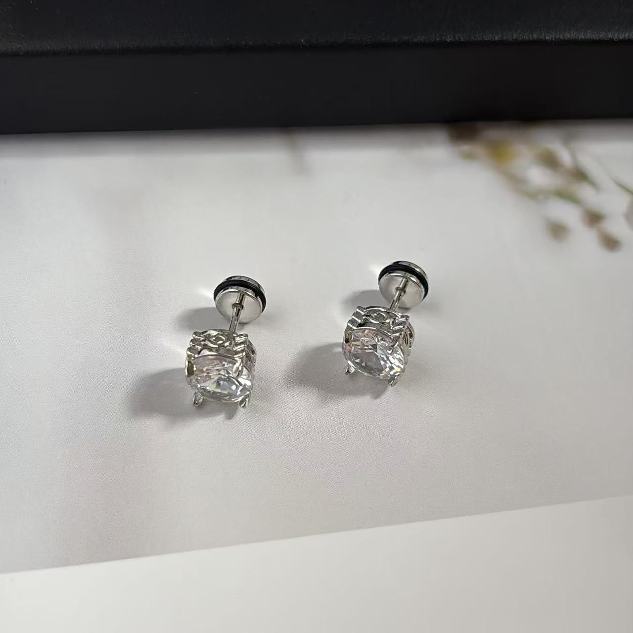 Other 8mm CZ Stud Earrings for Men Women Punk Hip Hop Unisex Style Size ONE SIZE - 2 Thumbnail
