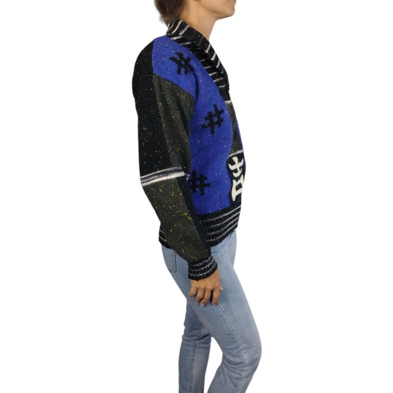 Vintage VTG 90s Chunky Asian Character Sweater by Counterparts Size M / US 6-8 / IT 42-44 - 10 Thumbnail
