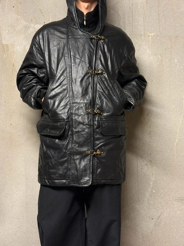 Other Vintage Calf Leather Fireman Clasp Hooded Jacket Size US M / EU 48-50 / 2 - 2 Thumbnail