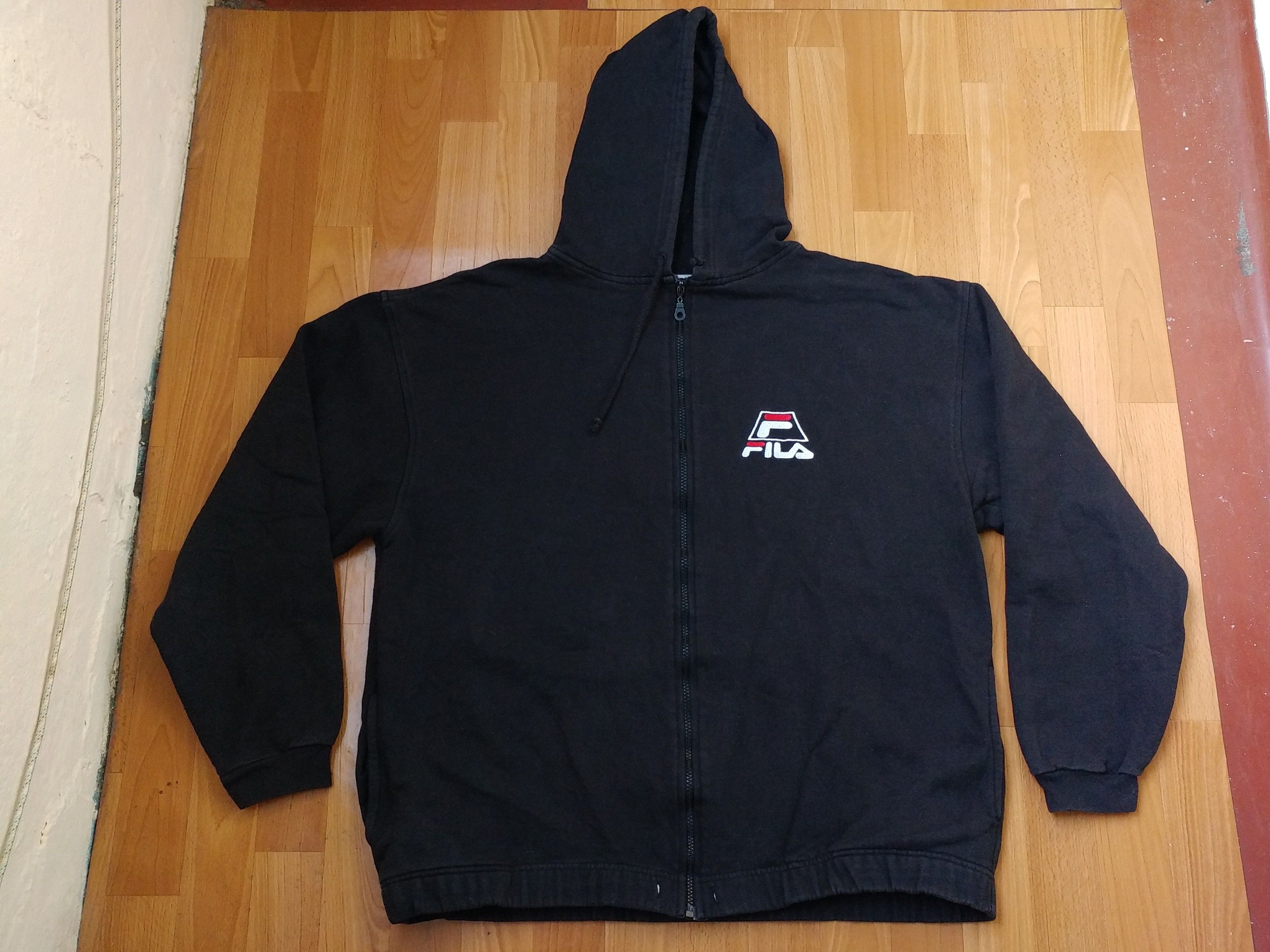 Fila × Vintage FILA hoodie, black vintage sweatshirt, 90s hip-hop 1990s XL Size US XL / EU 56 / 4 - 5 Thumbnail