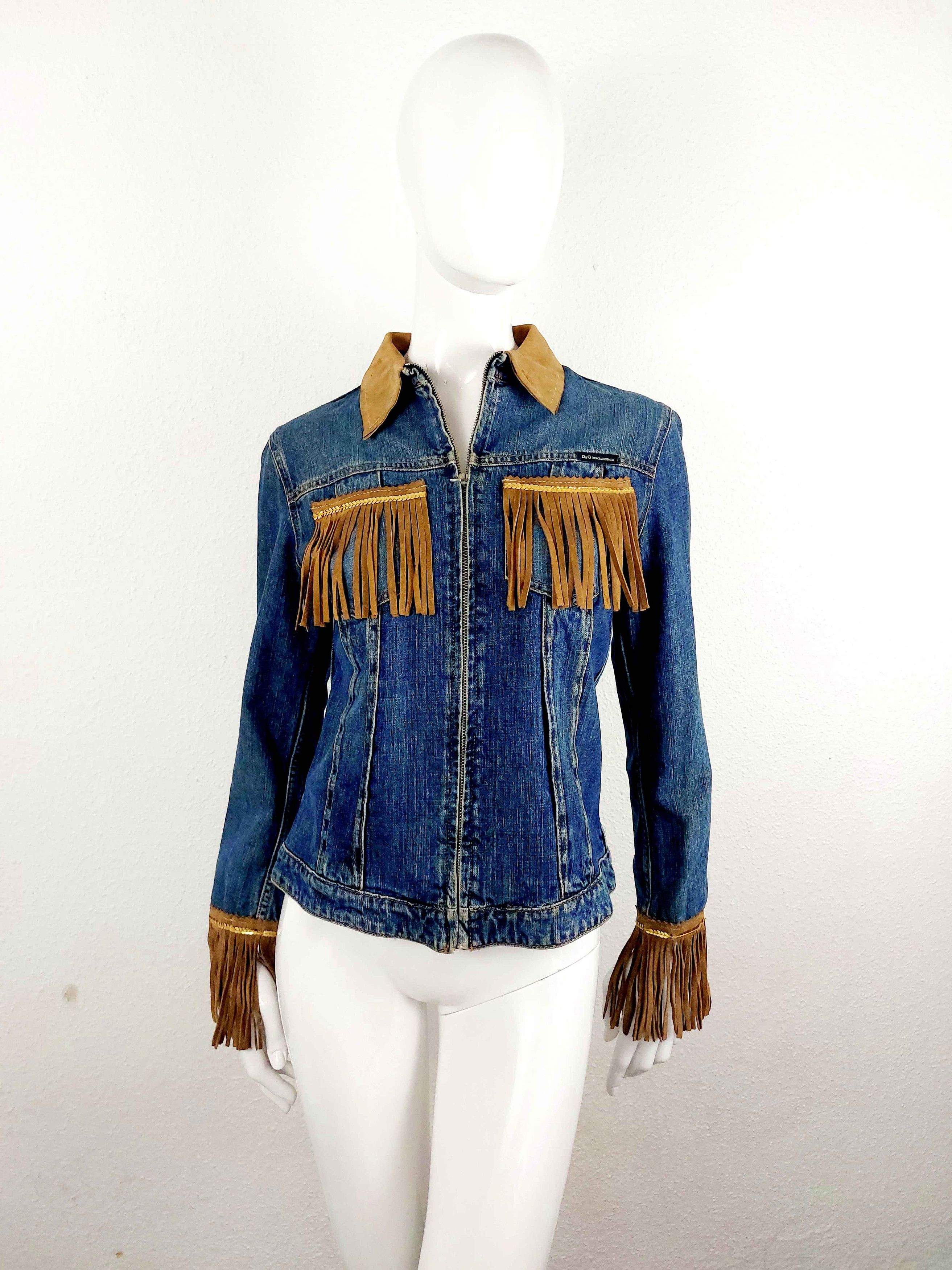Dolce & Gabbana Dolce and Gabbana D&G Leather Frige Cowboy Jacket Size M / US 6-8 / IT 42-44 - 1 Thumbnail