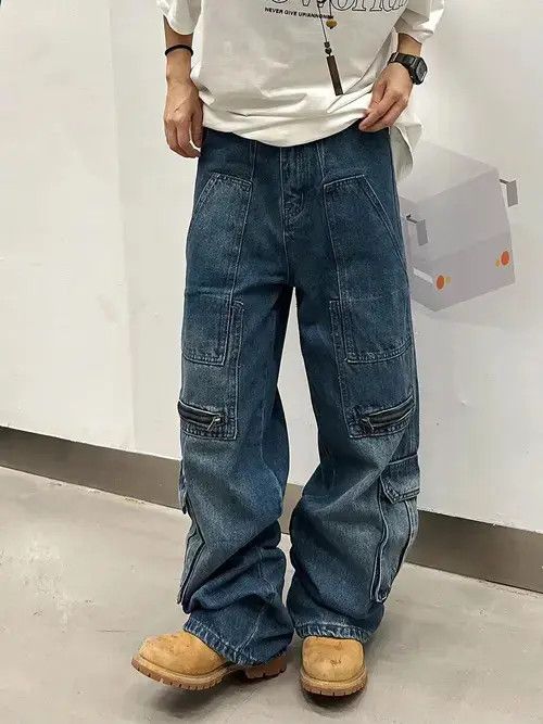 Jean Streetwear Patchwork Wide Leg Jeans Size US 32 / EU 48 - 4 Thumbnail