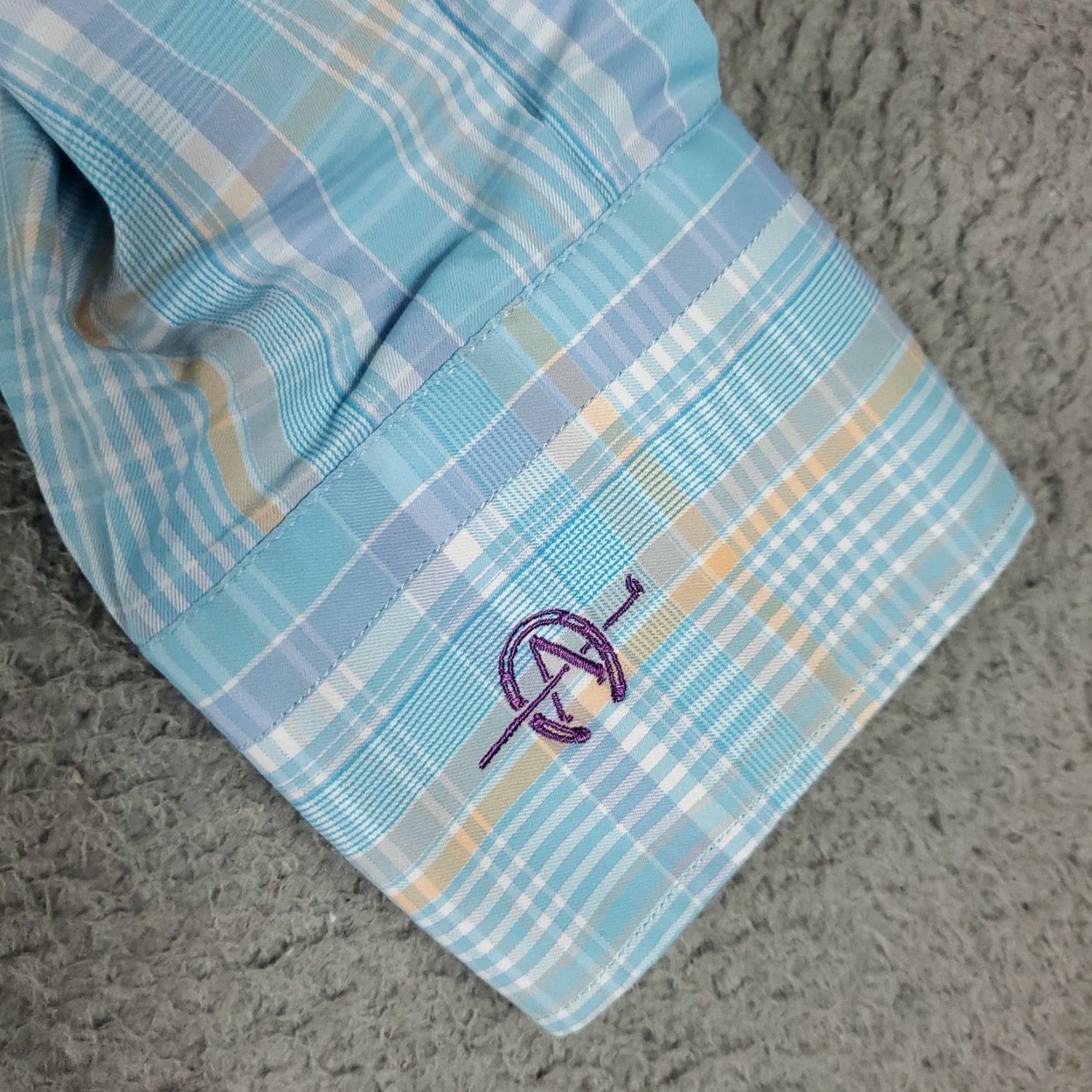 Peter Millar Peter Millar Shirt Mens Large Blue Plaid Nylon Summer Comfort Button Up Collared Long Sleeve Size US L / EU 52-54 / 3 - 4 Thumbnail