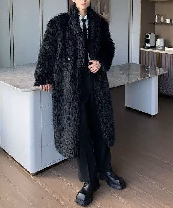 Japanese Brand Basic Midi Streetwear Black Faux Fur Warm Jacket Coat Size US L / EU 52-54 / 3 - 2 Thumbnail
