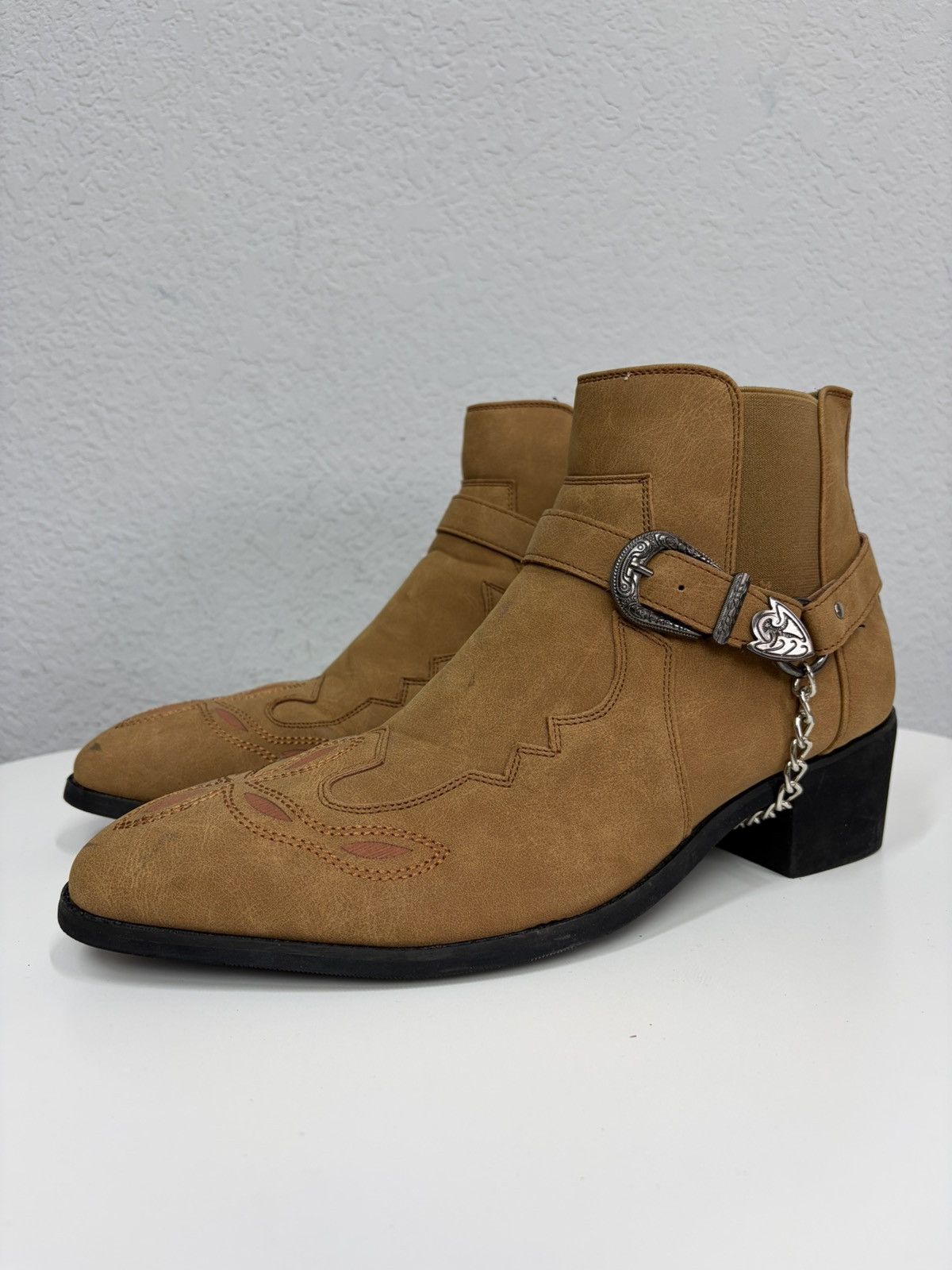 If Six Was Nine AS 98 Vibe Artisan Black Leather Side Zip Ankle Biker Boots Size US 11 / EU 44 - 5 Thumbnail