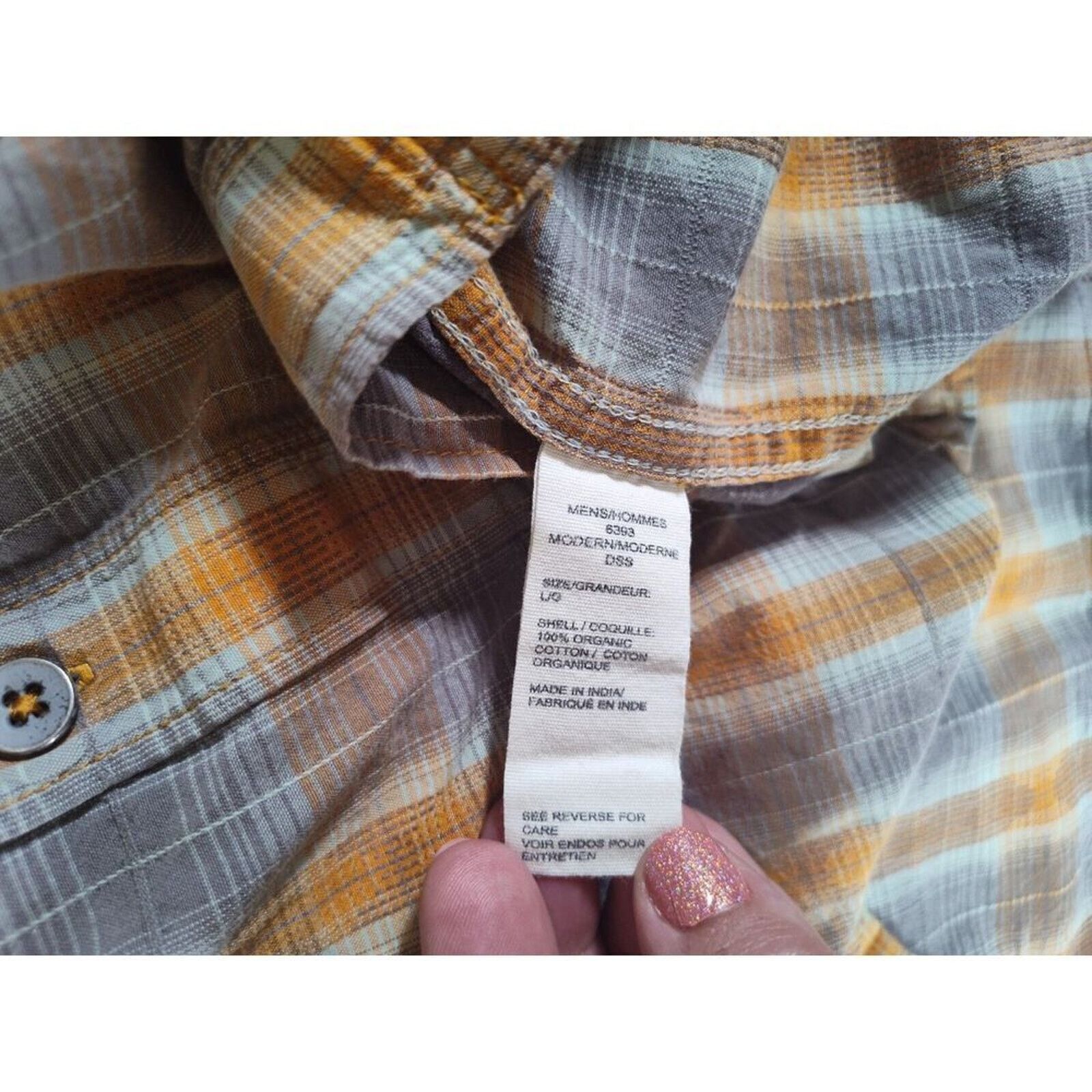 Woolrich Woolen Mills Woolrich Button Up Shirt Plaid Mens Large Orange Gray Cream Size US L / EU 52-54 / 3 - 8 Thumbnail