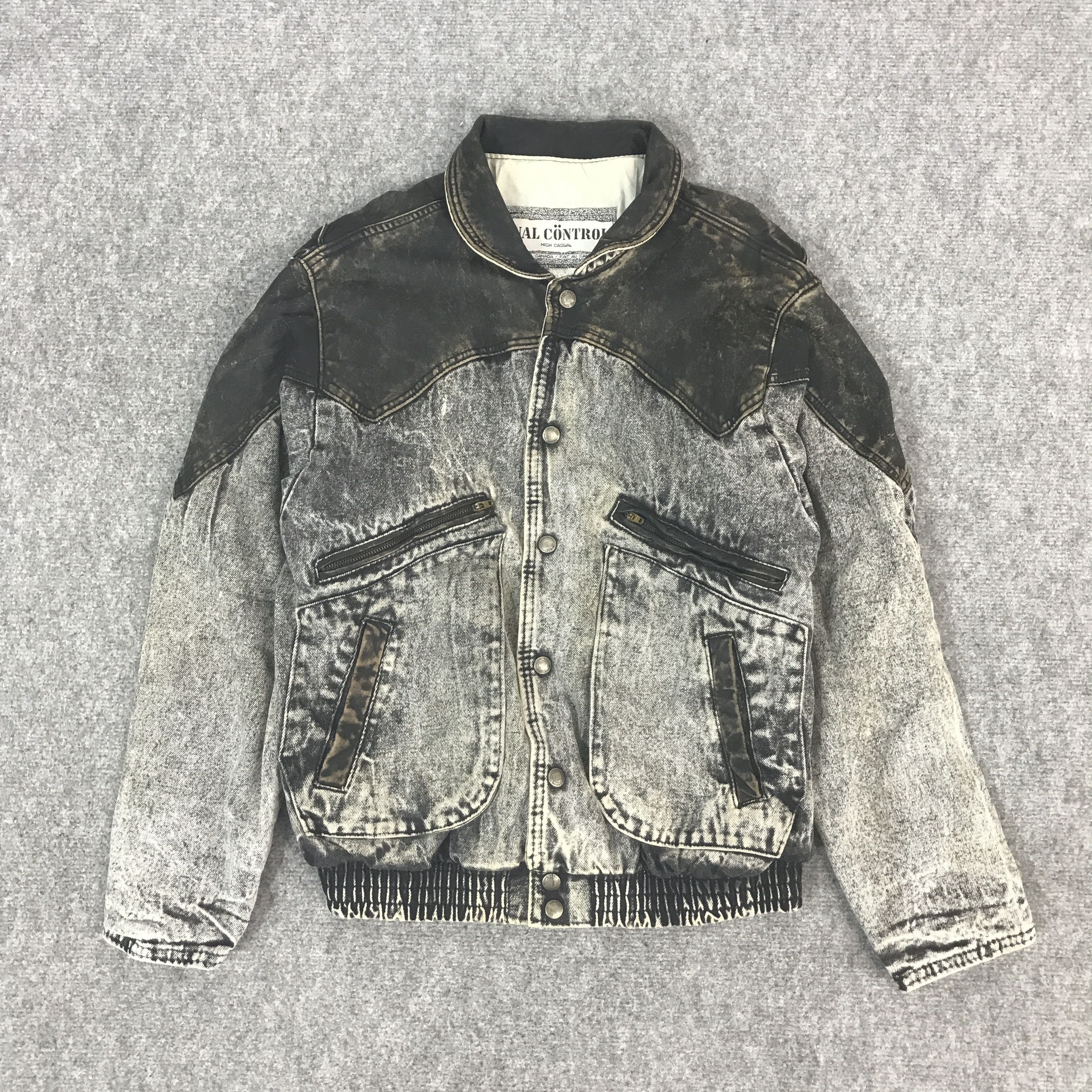 Vintage DUAL CONTROL SNAP BUTTON LEATHER DENIM JACKET Size US M / EU 48-50 / 2 - 1 Thumbnail