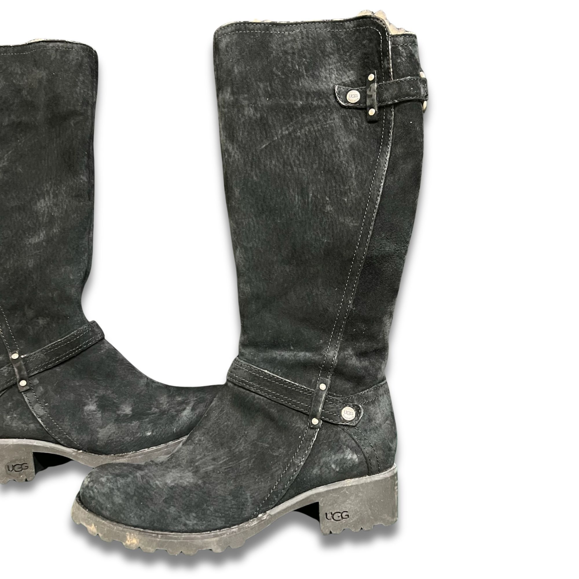 Ugg UGG Jillian Shearling Riding Boots Size 5 Black Suede Women' Size US 5 / IT 35 - 4 Thumbnail