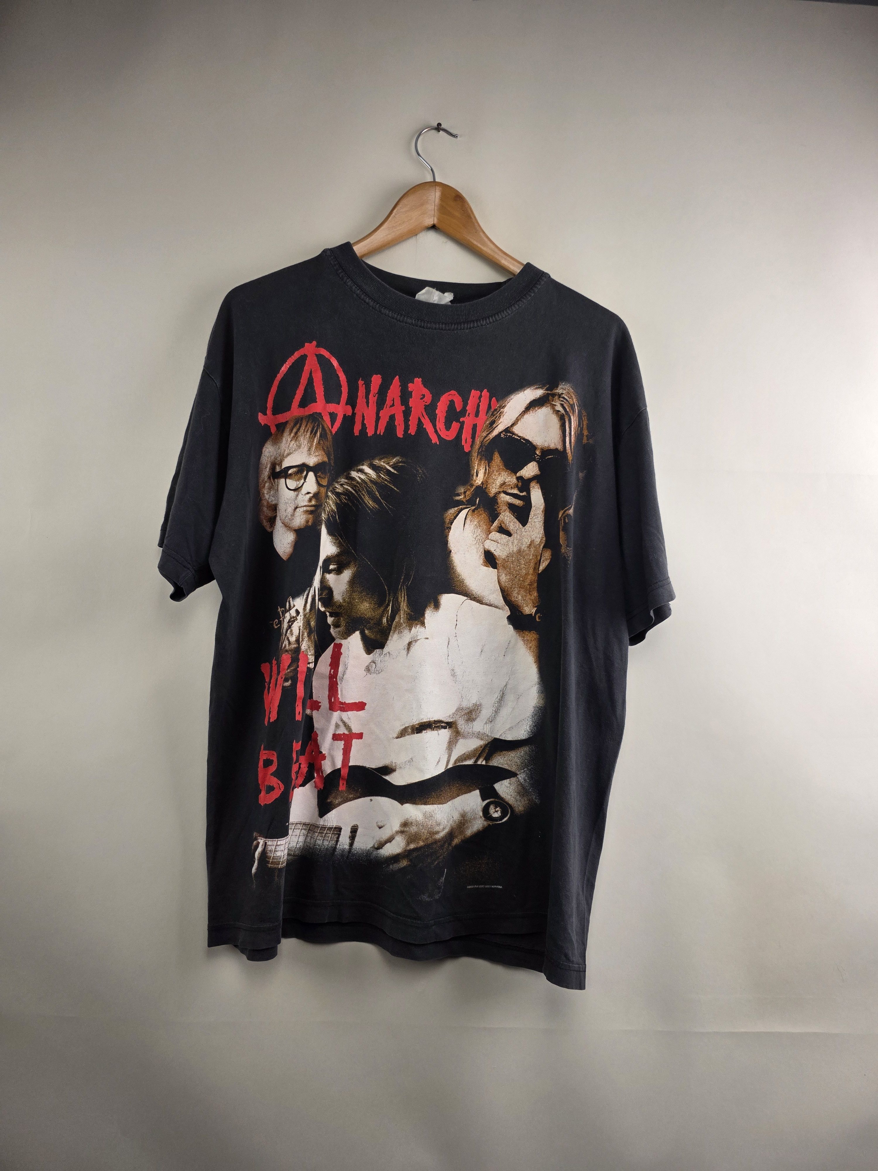 Band Tees × Nirvana × Vintage 2002 Nirvana Anarchy will beat Kurt cobain XL 22.5" 28.5" Size US XL / EU 56 / 4 - 7 Thumbnail