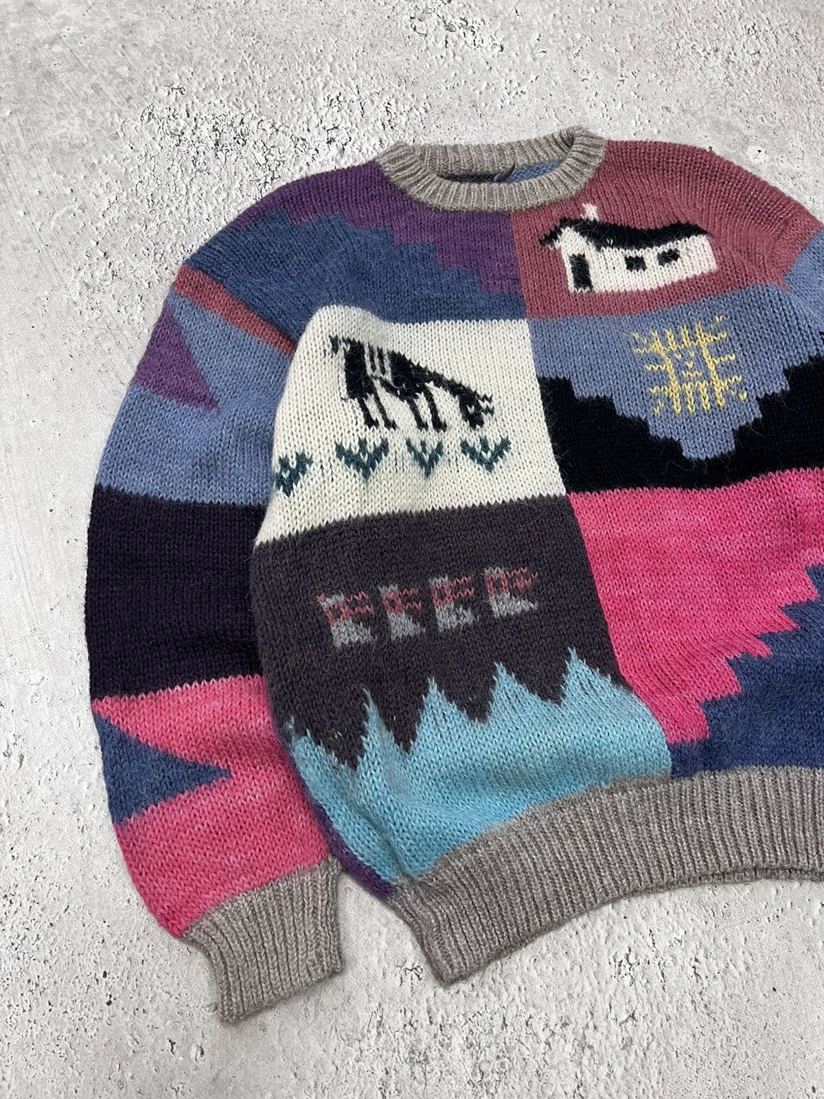 Vintage Japanese Modern Art AOP Knit Sweater VTG 80s Vaporwave Size US L / EU 52-54 / 3 - 2 Thumbnail
