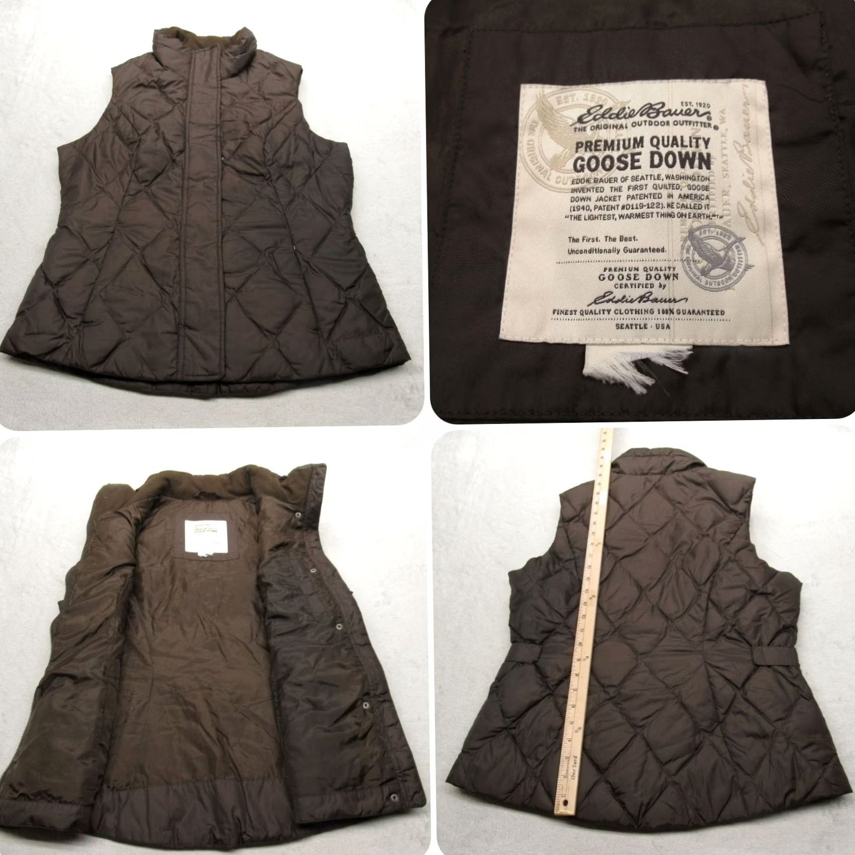 Eddie Bauer VINTAGE Eddie Bauer Down Vest Womens Large Brown Insulated Puffer Zip Quilted Size L / US 10 / IT 46 - 2 Thumbnail