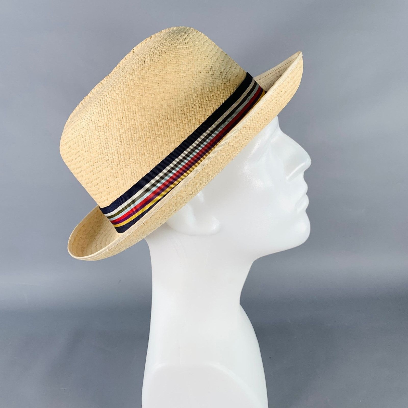 Turnbull & Asser Size L Beige Multi Color Woven Ribbon Straw Panama Hat Size ONE SIZE - 3 Thumbnail