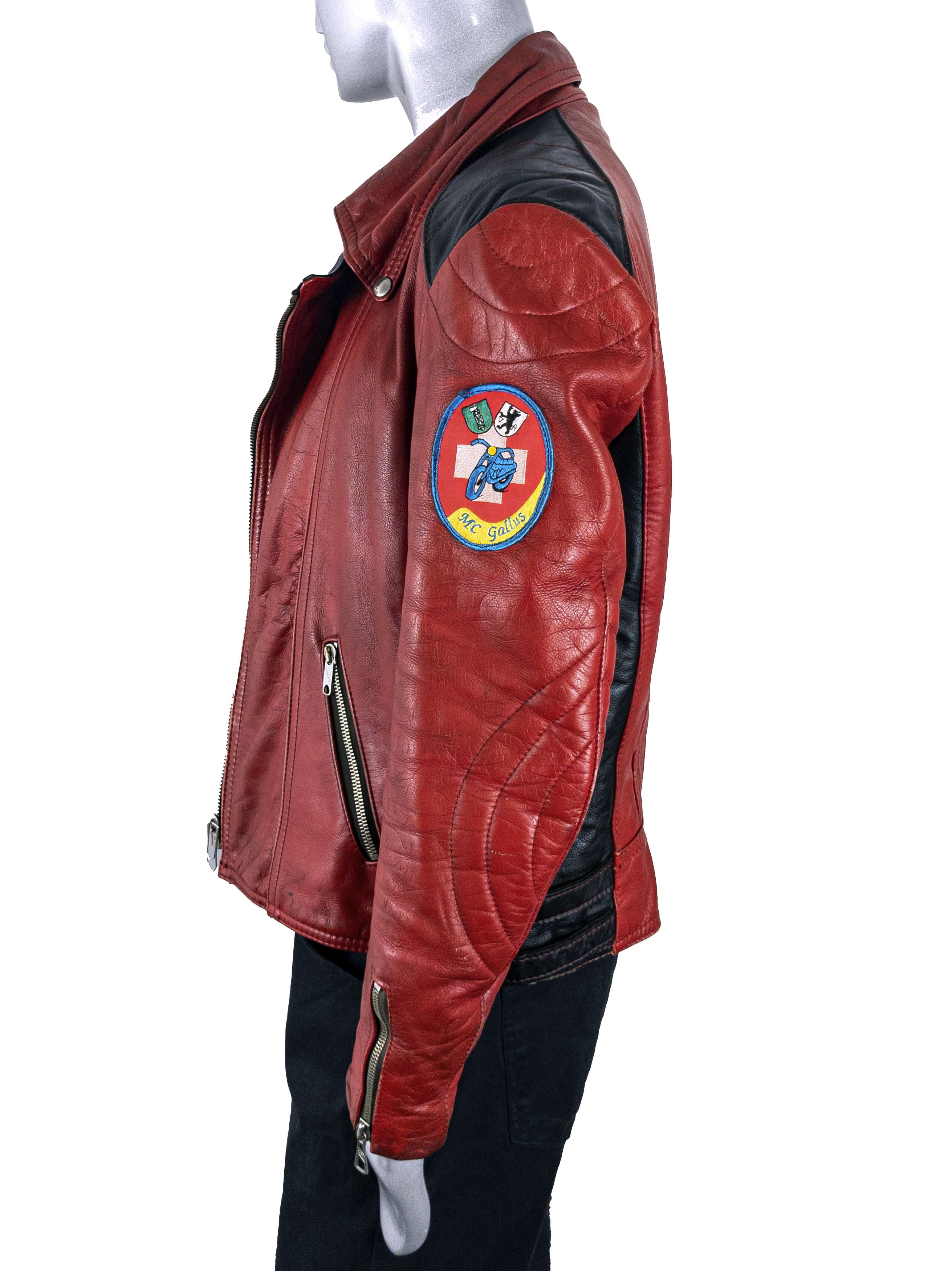 Vintage 1970s HARRO rare vintage two-tone leather biker jacket Size US L / EU 52-54 / 3 - 9 Thumbnail