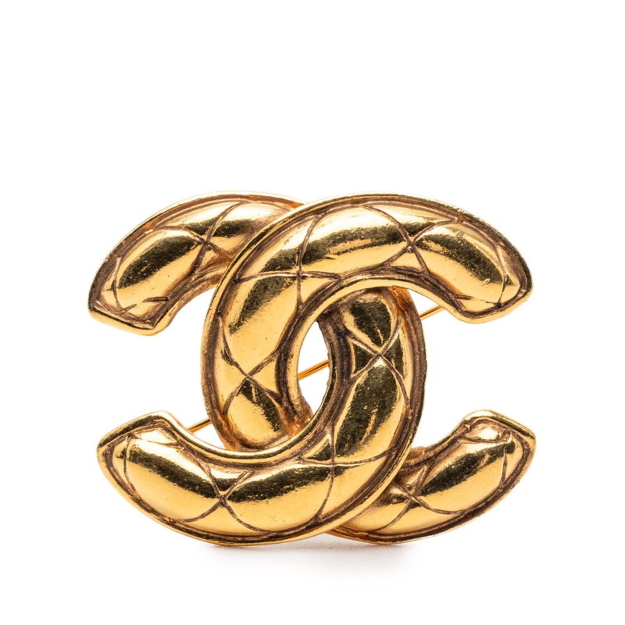 Chanel Chanel Coco Mark Matelassé Brooch, Gold Plated, Women's CHANEL Size ONE SIZE - 1 Thumbnail