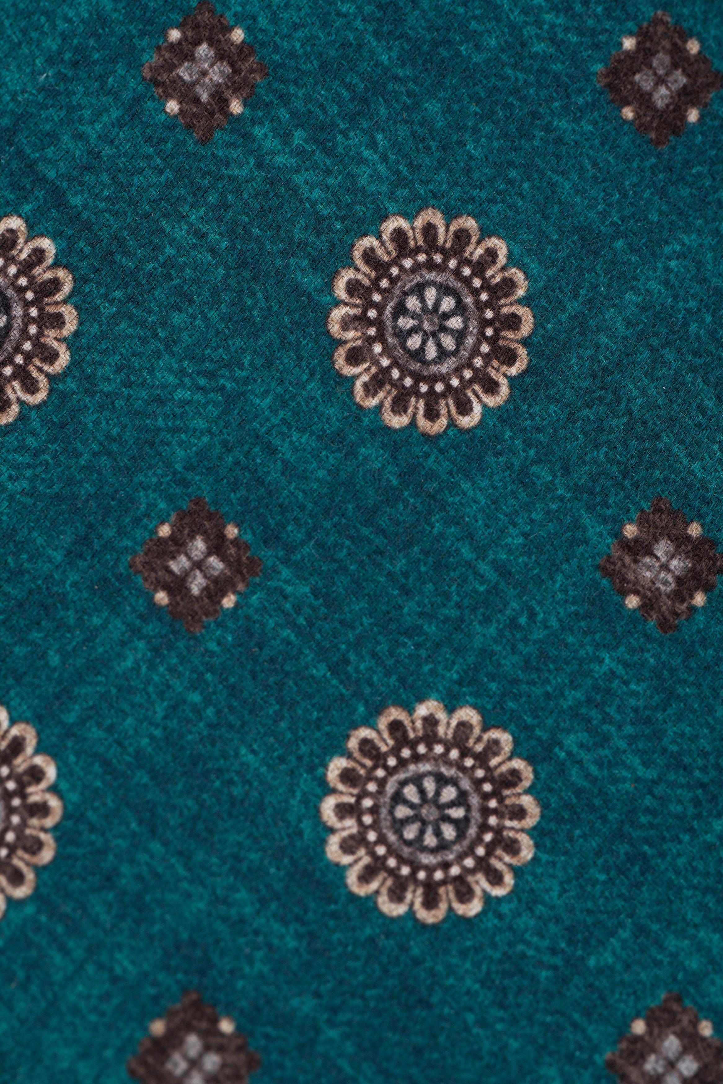 Kiton o1mtch0225 Size: OS/Round Paisley Silk Necktie in Teal Size ONE SIZE - 2 Thumbnail