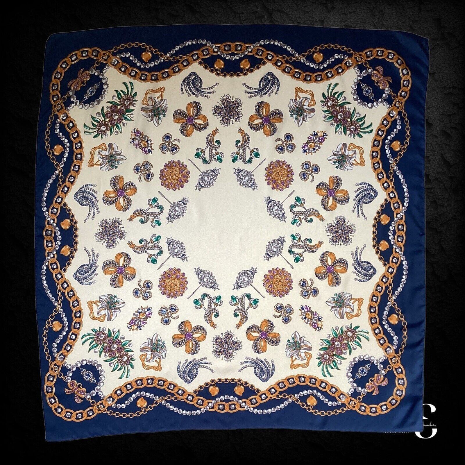 Other MEDITERRANEA White Jewelry Print Polyester Scarf Italy Size ONE SIZE - 1 Thumbnail