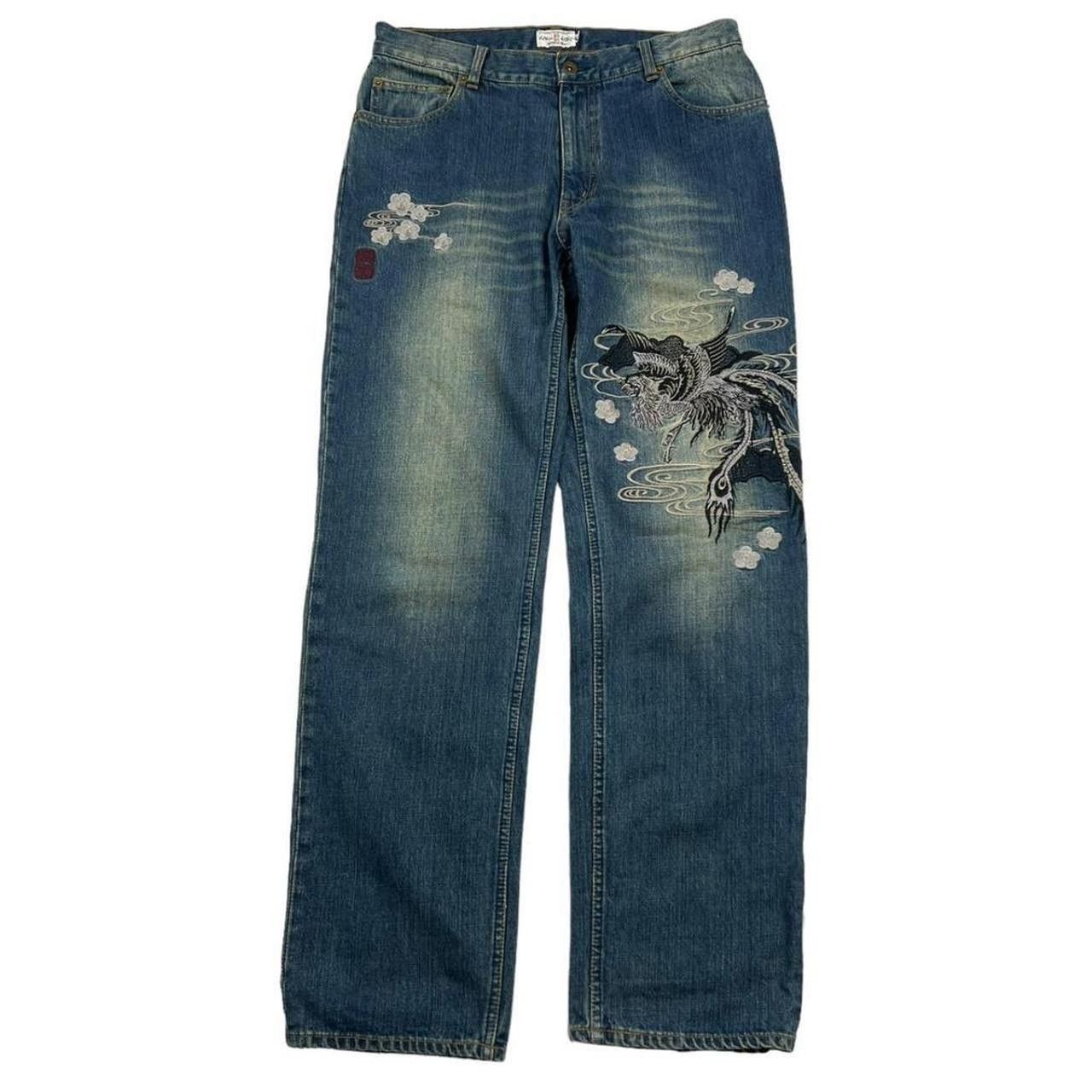 Karakuri Tamashii Vintage Karakuri Tamashii Embroidered Phoenix Jeans Waist 33 Size US 33 - 5 Thumbnail