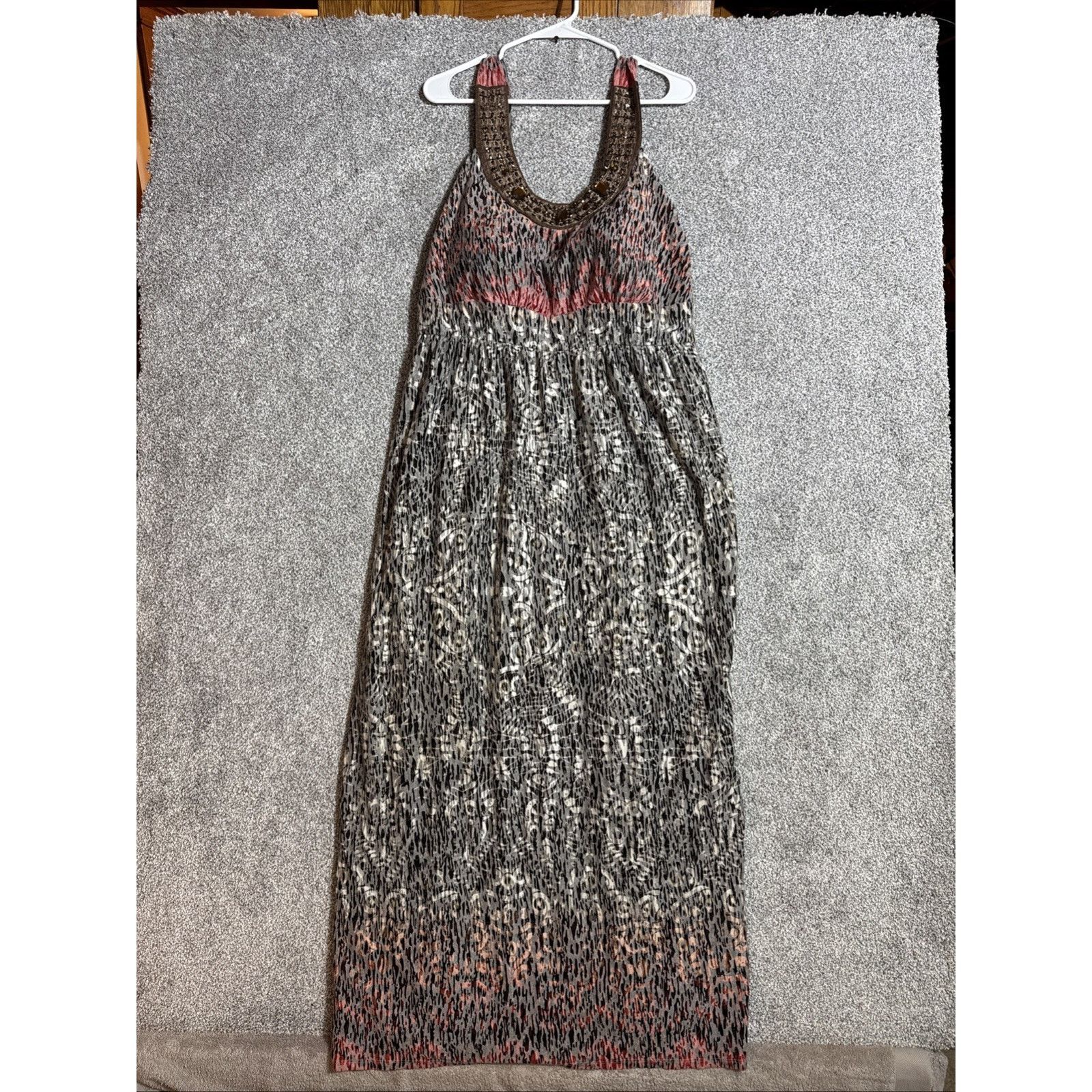 Other Beaded Halter Maxi Dress M Boho Tribal Festival Ethereal Size M / US 6-8 / IT 42-44 - 1 Thumbnail