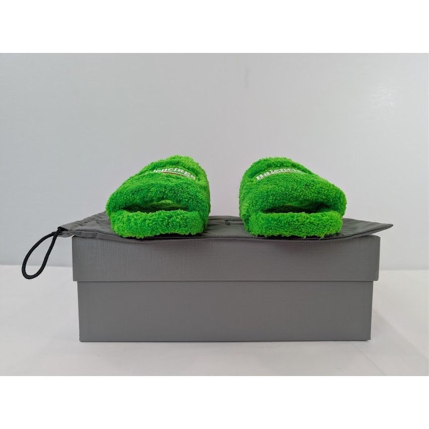 Balenciaga o1rshd1 Furry Political Campaign Slide Sandal in Apple Green Size US 9 / EU 42 - 19 Thumbnail