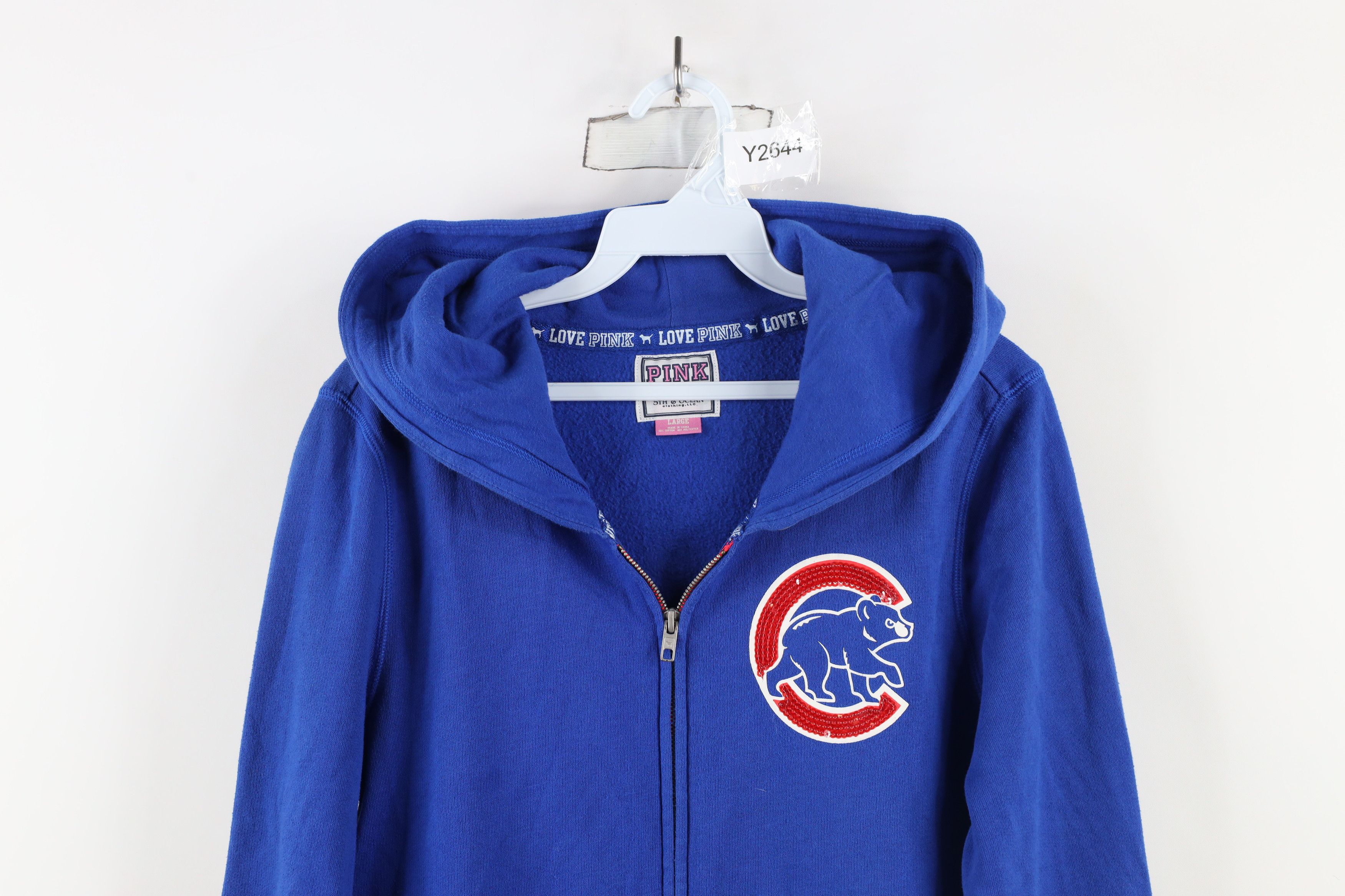 Pink × Vintage Pink Victorias Secret Chicago Cubs Baseball Full Zip Hoodie Size L / US 10 / IT 46 - 2 Thumbnail