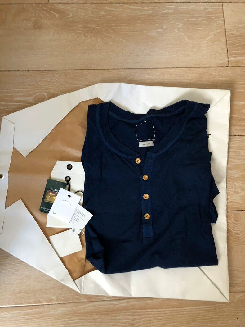 visvim Indigo Henley Short Sleeve Shirt