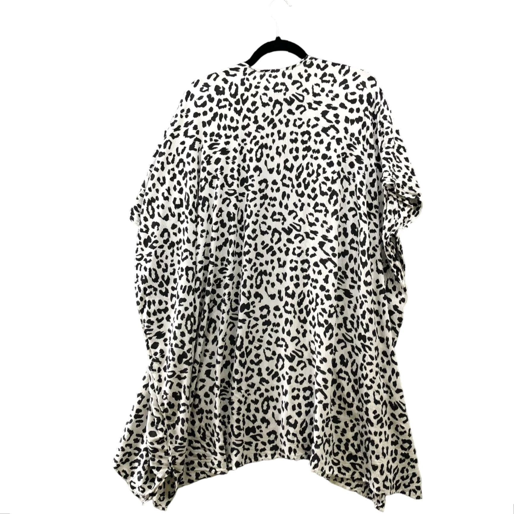 Vintage Aerie Cardigan Womens One Size OS Leopard Print White Black Boho Beachy Kimono Sleeve Open Viscose Casual Size ONE SIZE - 3 Thumbnail