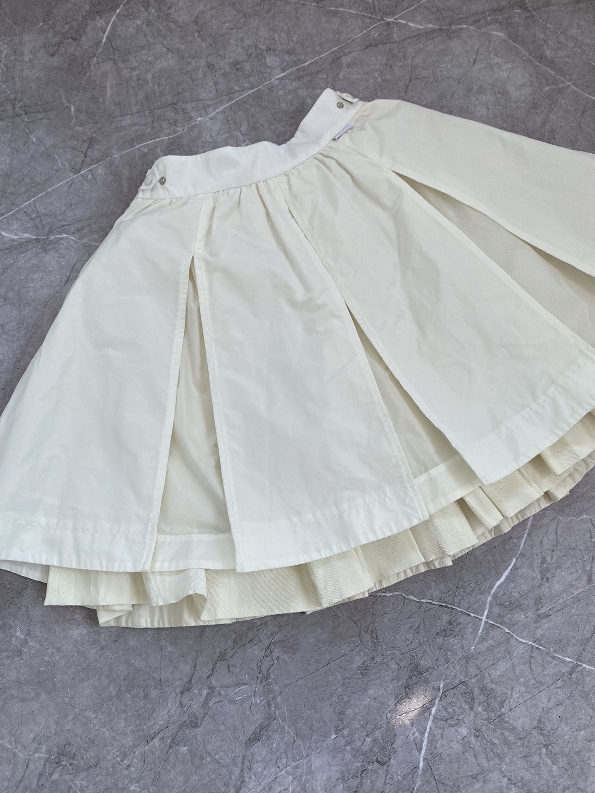 Moncler Nylon Chiffon Layered Ruffled Midi Skirt White