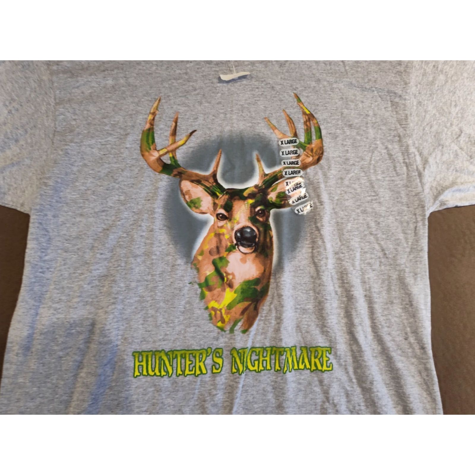 Jerzees VINTAGE A Hunters Nightmare Camo Buck Deer Hunting Graphic T-Shirt NOS NWT Men's Size XL Size US XL / EU 56 / 4 - 2 Thumbnail