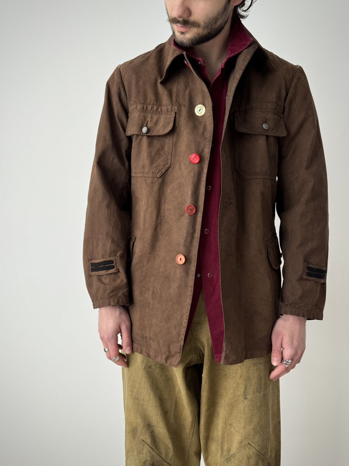 Vintage Vintage 1960s Swedish Army Work Brown Jacket Size US M / EU 48-50 / 2 - 2 Thumbnail