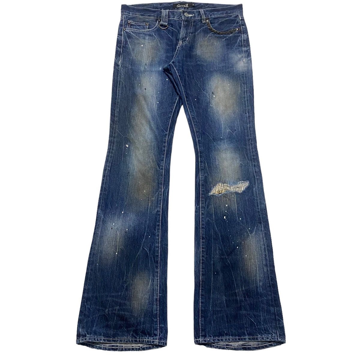 GOSTAR DE FUGA CavariA Denim Oiled Stained Flare Jeans Size US 32 / EU 48 - 1 Thumbnail