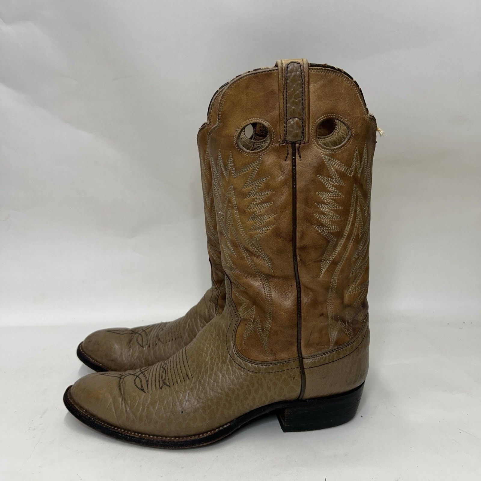 Dan Post Vintage Dan Post Bullhide Cowboy Boots Two-Tone “Tan” Size US 11 / EU 44 - 6 Thumbnail