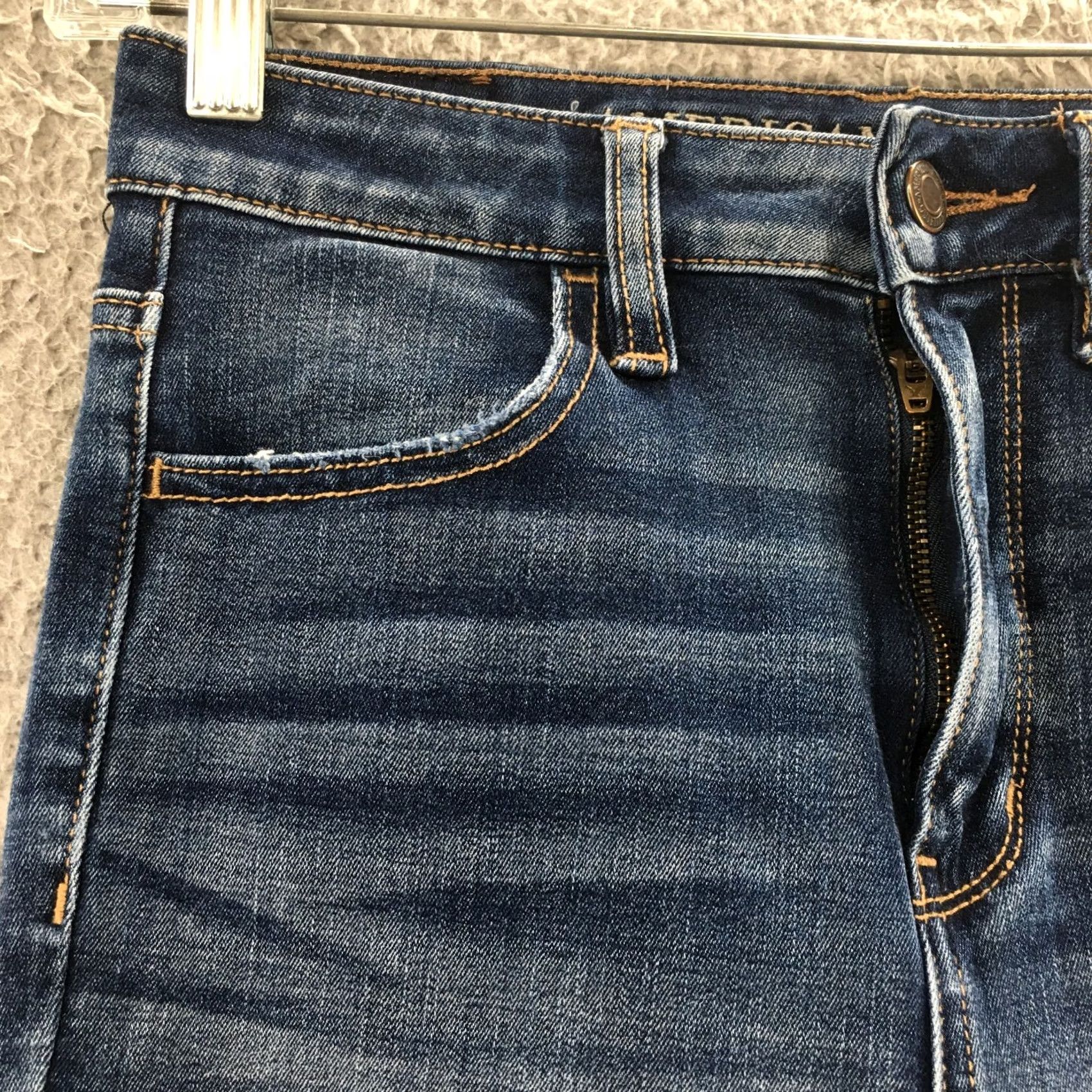 American Eagle Outfitters American Eagle Jegging Jeans Womens 2R Blue Denim Distressed Zip Trousers Pants Mid Rise 28 Inseam Girls Mens Womens Size 26" / US 2 / IT 38 - 4 Thumbnail
