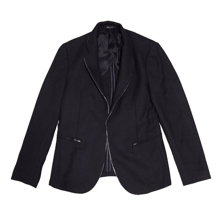 Emporio Armani EMPORIO ARMANI Matt Line Black Wool Blazer Siz 50 Zipper ...