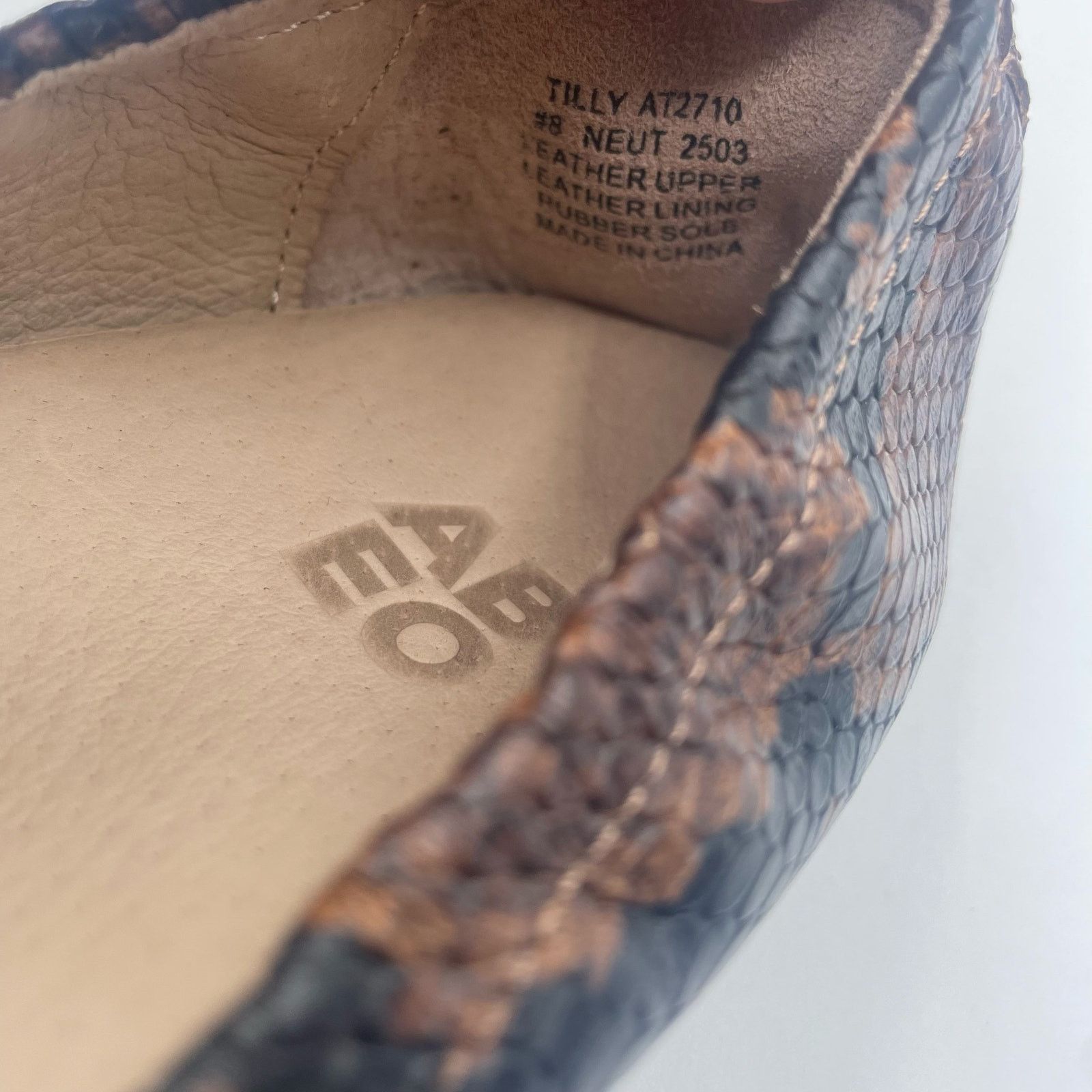Other ABEO Tilly Flats Brown Snakeskin Comfort Leather Womens 8 Size US 8 / IT 38 - 8 Thumbnail