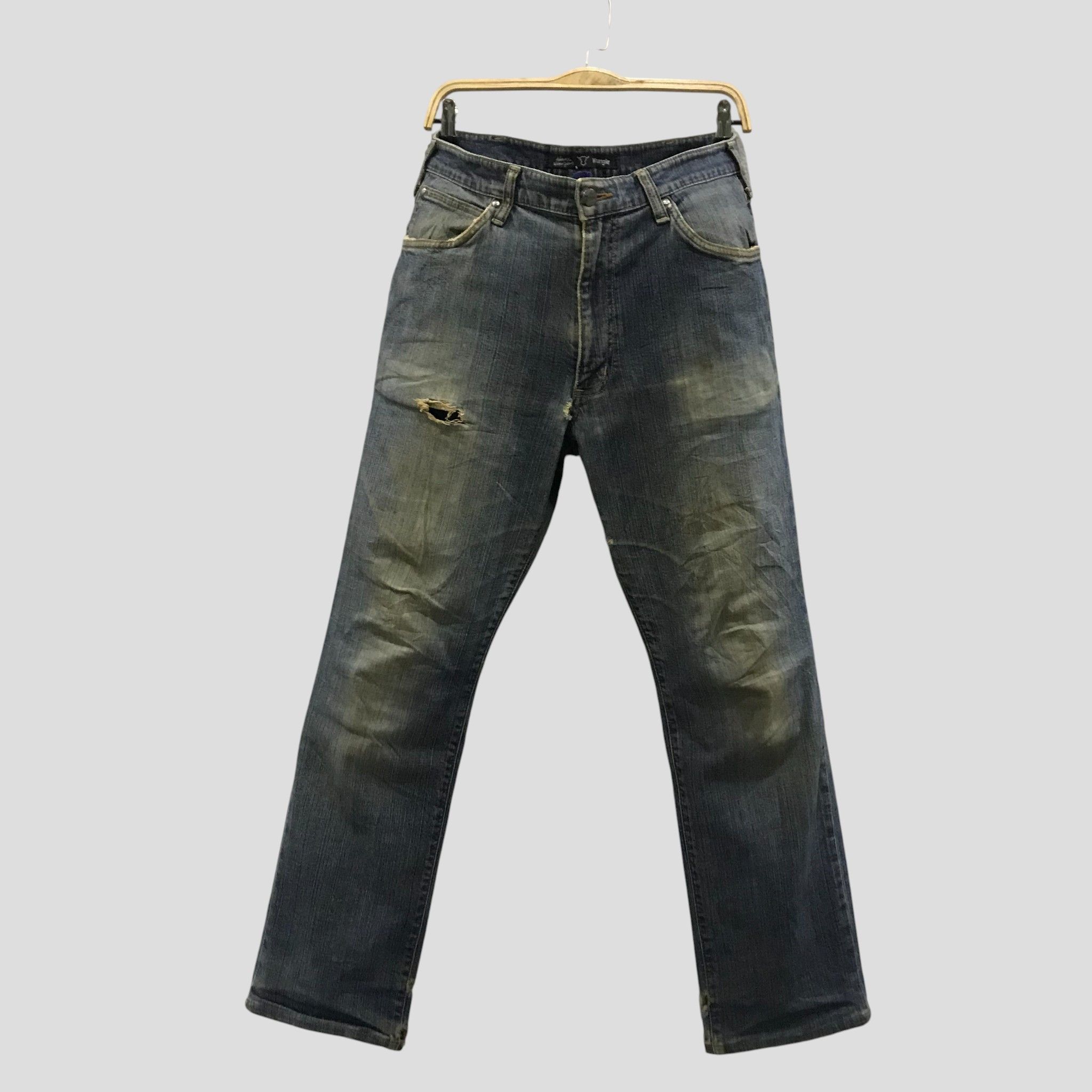 Wrangler Vintage Wrangler Japan Distressed Blue Straight Leg Jeans Size US 34 / EU 50 - 1 Thumbnail